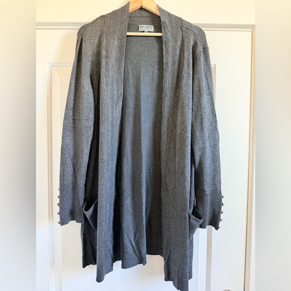 JM Collection Charcoal Knit Cardigan